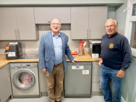 President Graham & Rotarin Phil in St. Vincent's kitchen
